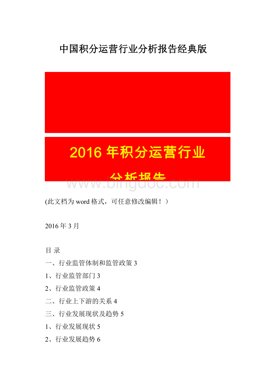 中国积分运营行业分析报告经典版Word格式文档下载.docx