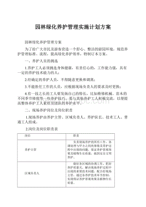 园林绿化养护管理实施计划方案.docx