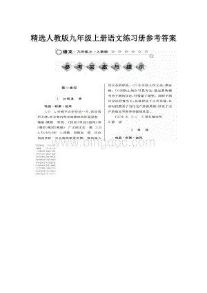 精选人教版九年级上册语文练习册参考答案.docx