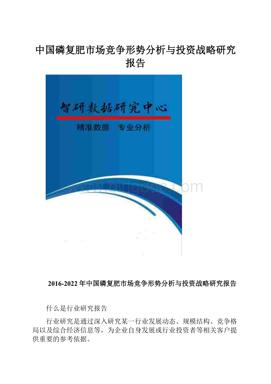 中国磷复肥市场竞争形势分析与投资战略研究报告文档格式.docx_第1页