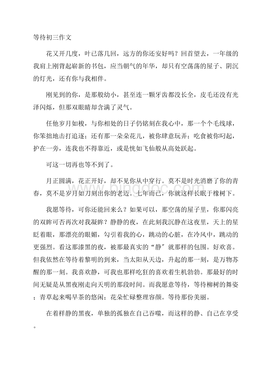 等待初三作文精选Word格式文档下载.docx