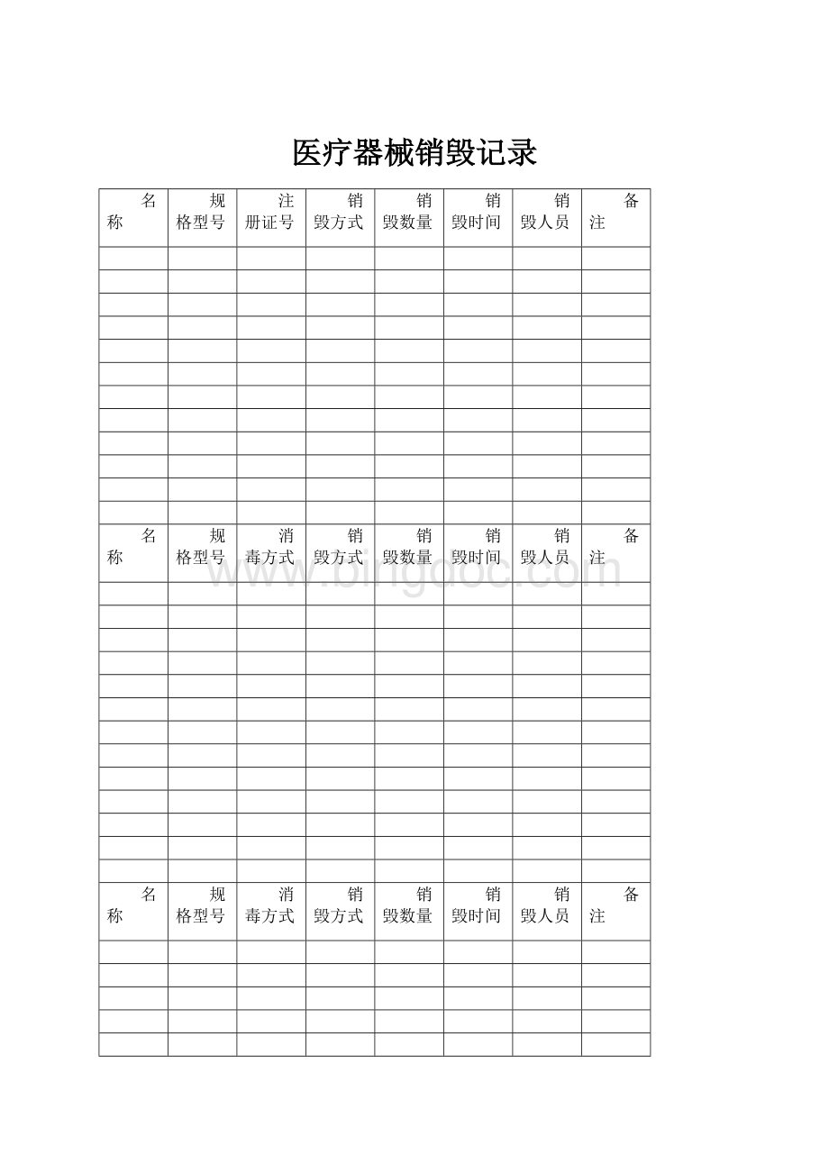 医疗器械销毁记录Word格式文档下载.docx