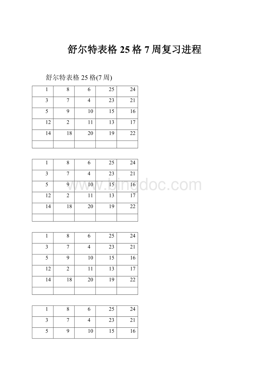 舒尔特表格25格7周复习进程.docx_第1页