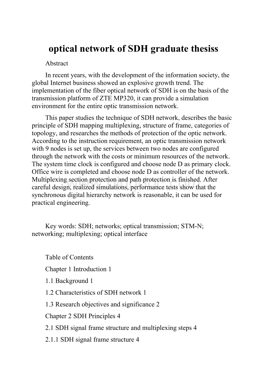 optical network of SDH graduatethesissWord文件下载.docx