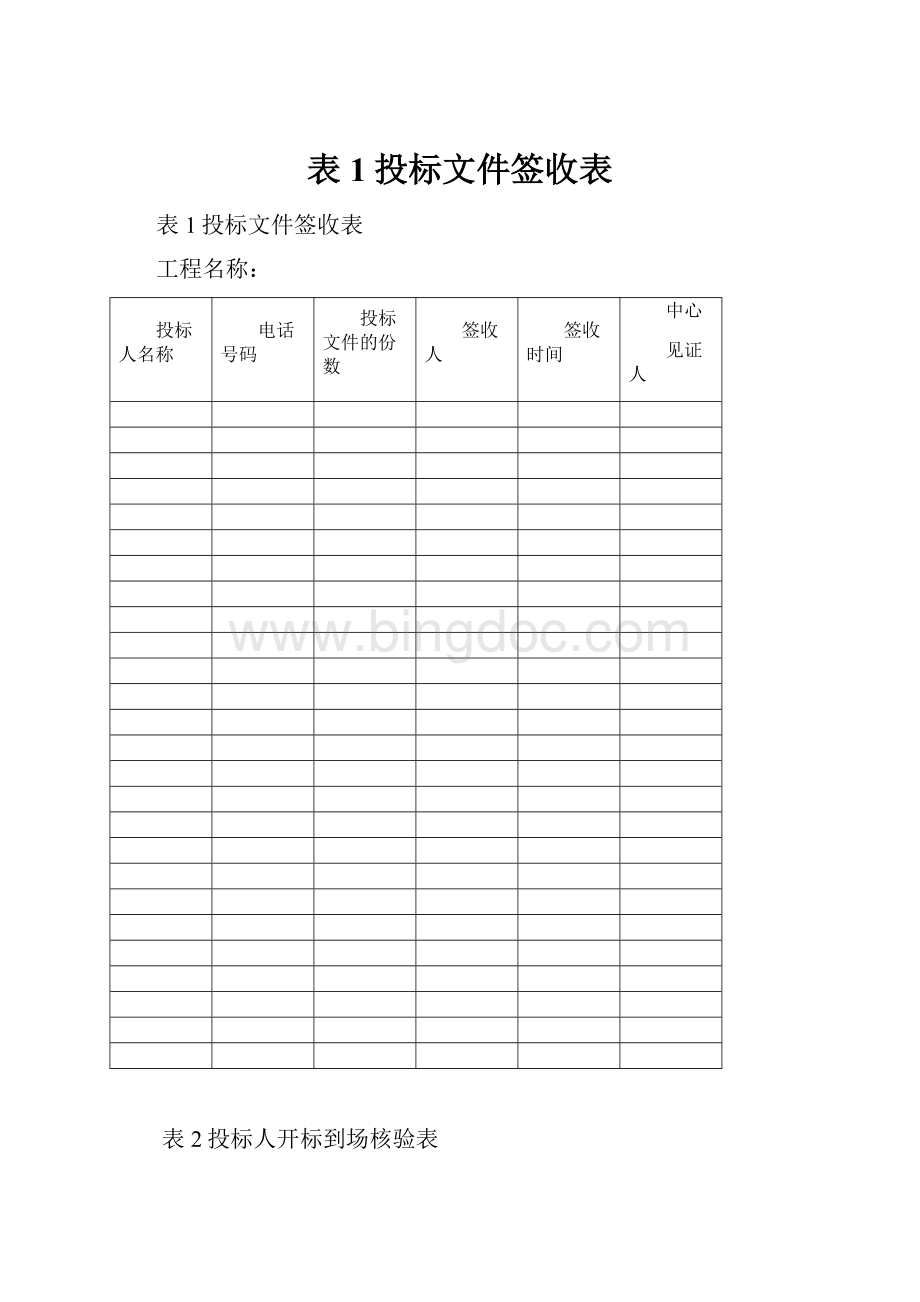 表1投标文件签收表.docx_第1页