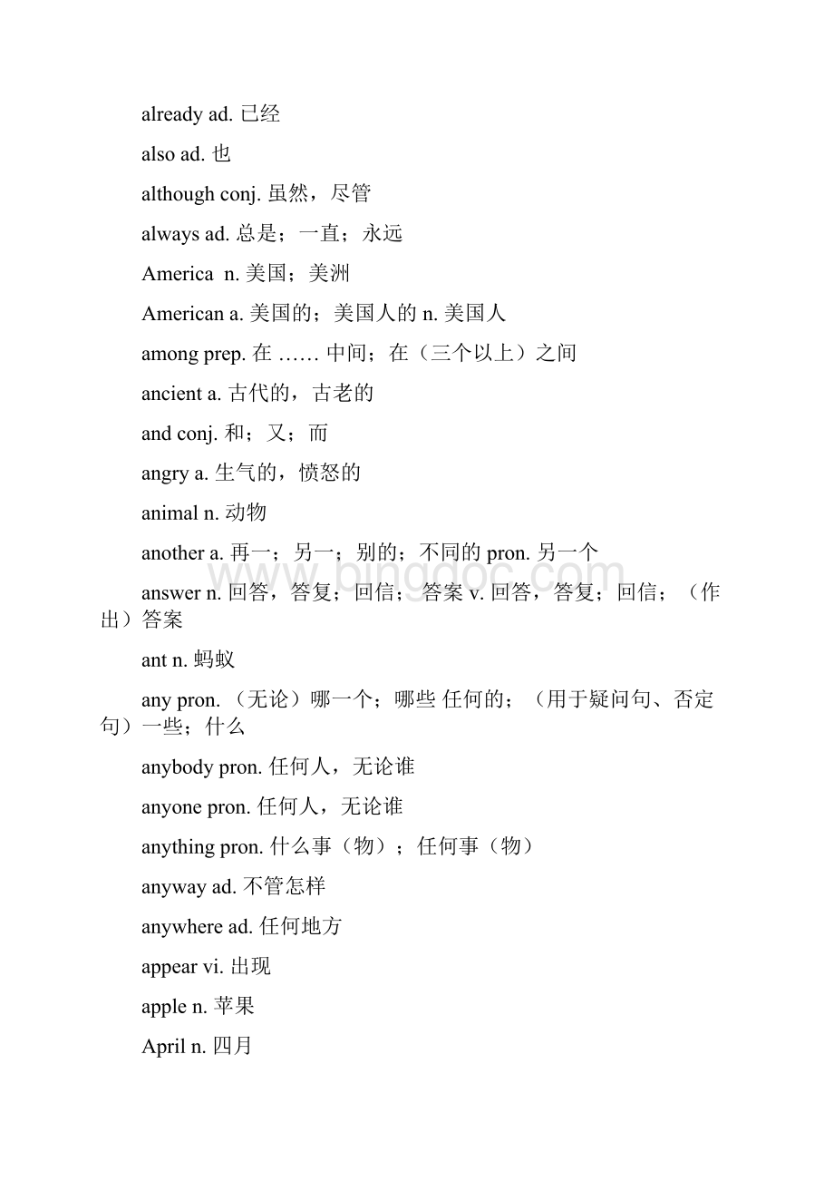 英语课程标准五级词汇表含汉语解释整理.docx_第3页