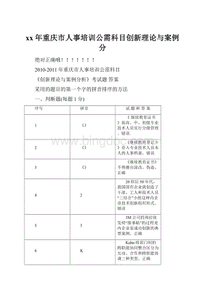 xx年重庆市人事培训公需科目创新理论与案例分文档格式.docx