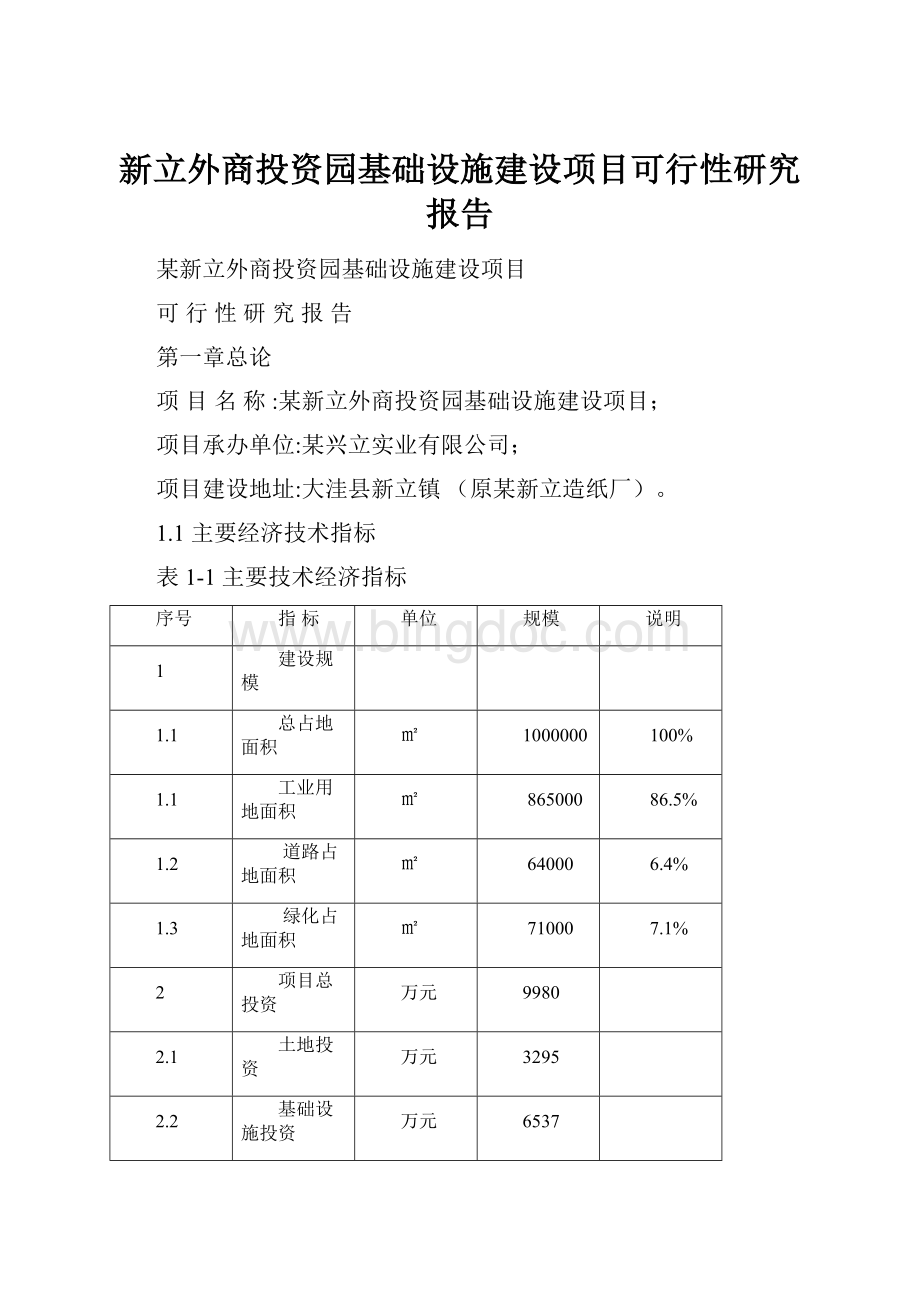 新立外商投资园基础设施建设项目可行性研究报告.docx