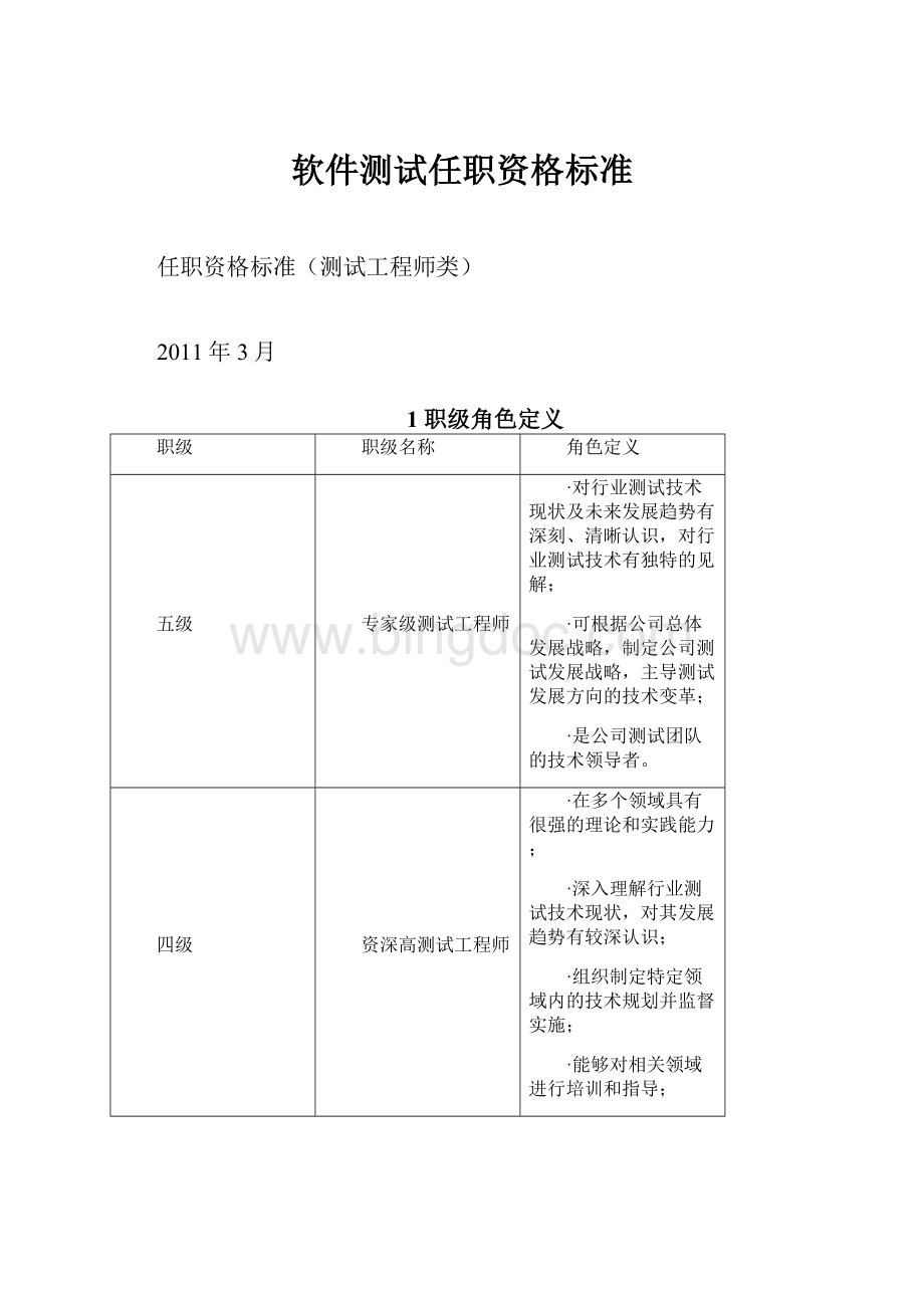 软件测试任职资格标准文档格式.docx_第1页