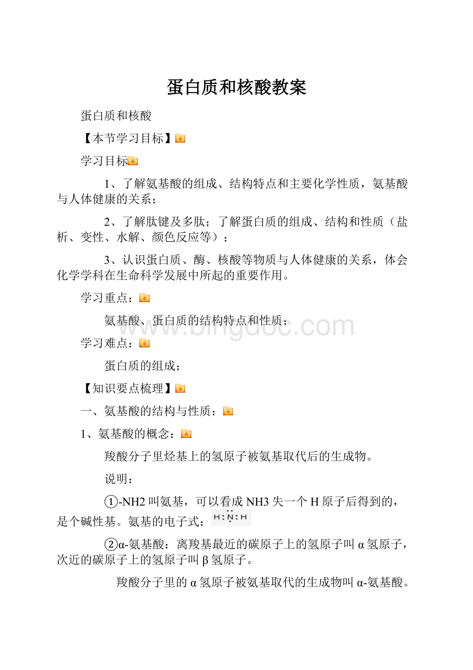 蛋白质和核酸教案.docx_第1页