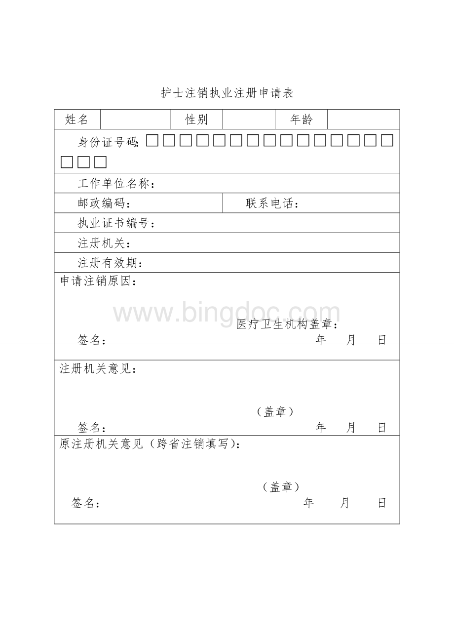 重庆市护士注销注册申请审核表.doc_第3页