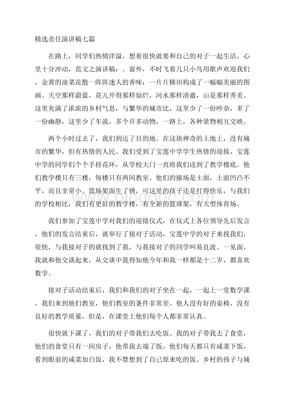 精选责任演讲稿七篇精编.docx