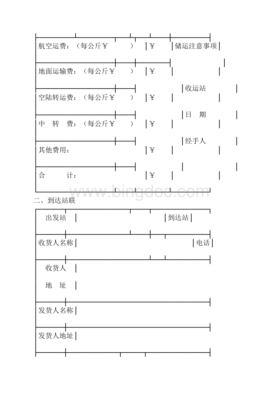 标准合同中国民用航空货运单.docx_第2页