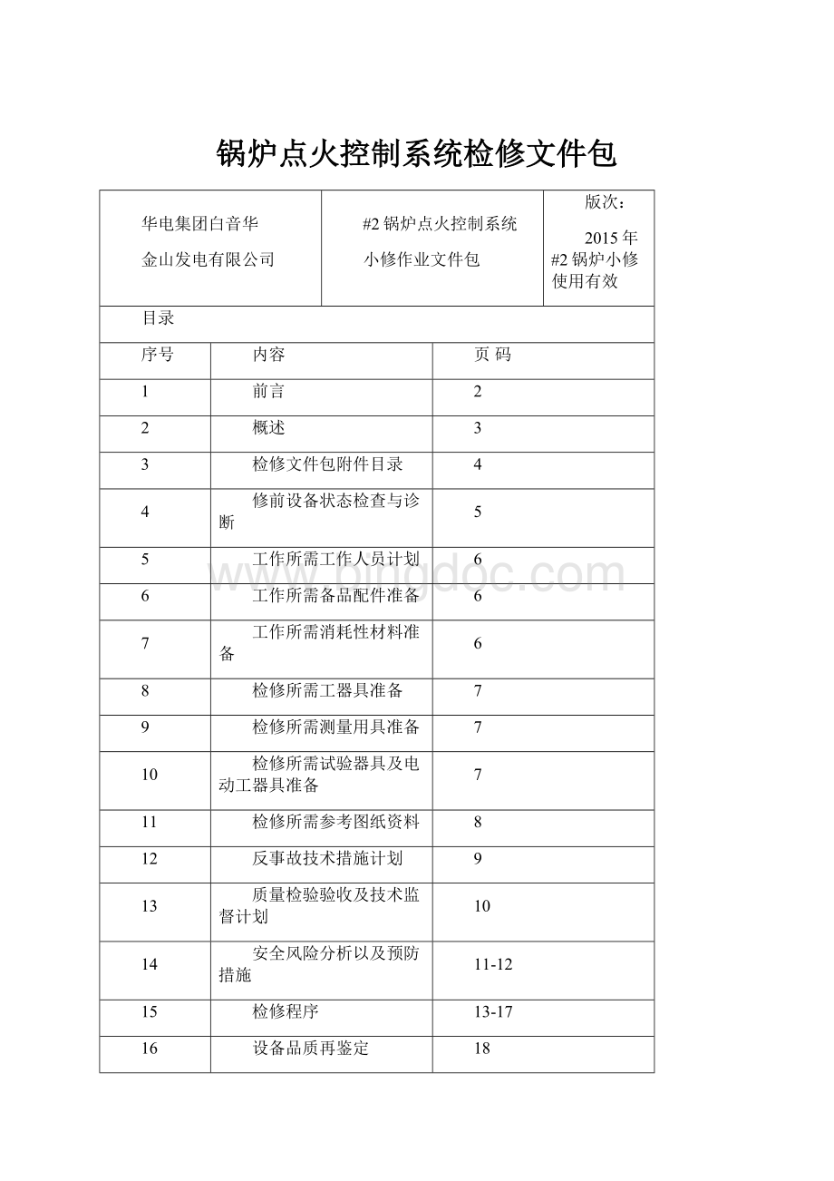 锅炉点火控制系统检修文件包Word文档格式.docx_第1页