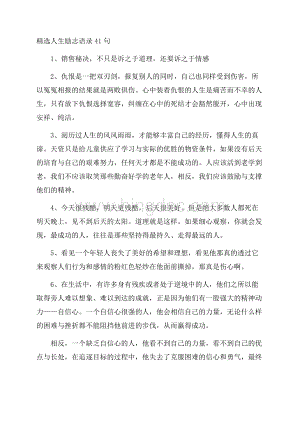 精选人生励志语录41句精选Word格式.docx