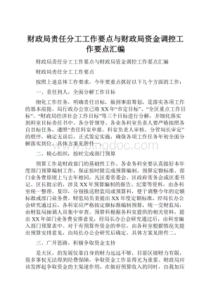 财政局责任分工工作要点与财政局资金调控工作要点汇编Word文件下载.docx