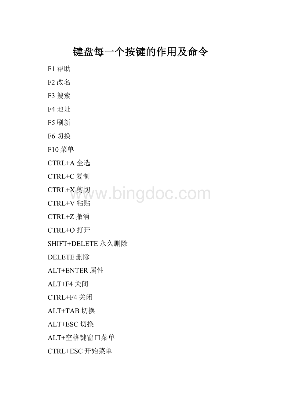 键盘每一个按键的作用及命令Word下载.docx_第1页