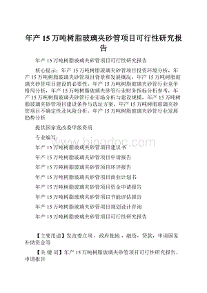 年产15万吨树脂玻璃夹砂管项目可行性研究报告文档格式.docx