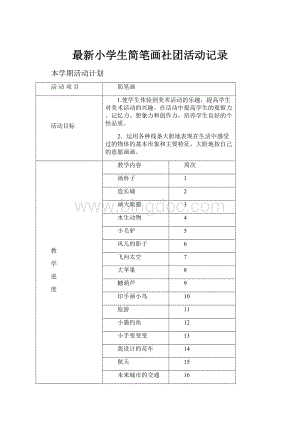 最新小学生简笔画社团活动记录.docx