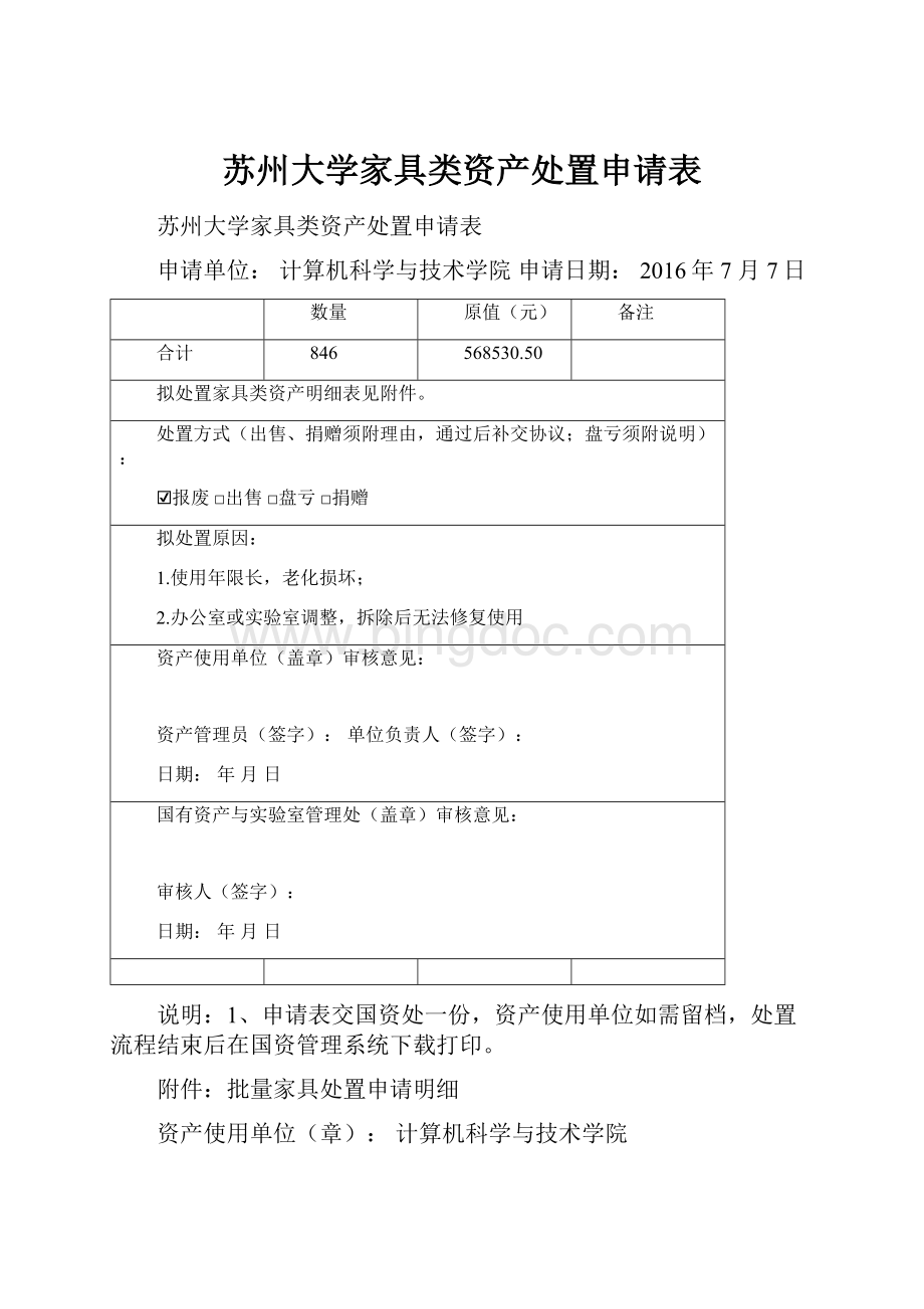 苏州大学家具类资产处置申请表.docx_第1页