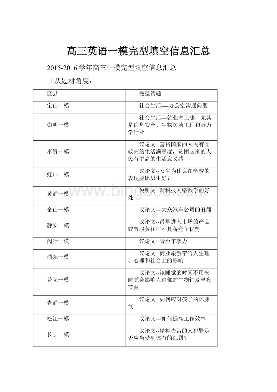 高三英语一模完型填空信息汇总文档格式.docx_第1页