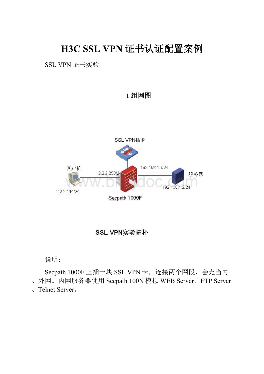 H3C SSL VPN证书认证配置案例.docx
