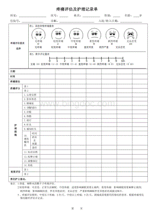 疼痛评估及护理记录单Word下载.doc