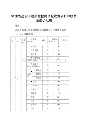 湖北省建设工程质量检测试验收费项目和收费基准价汇编.docx