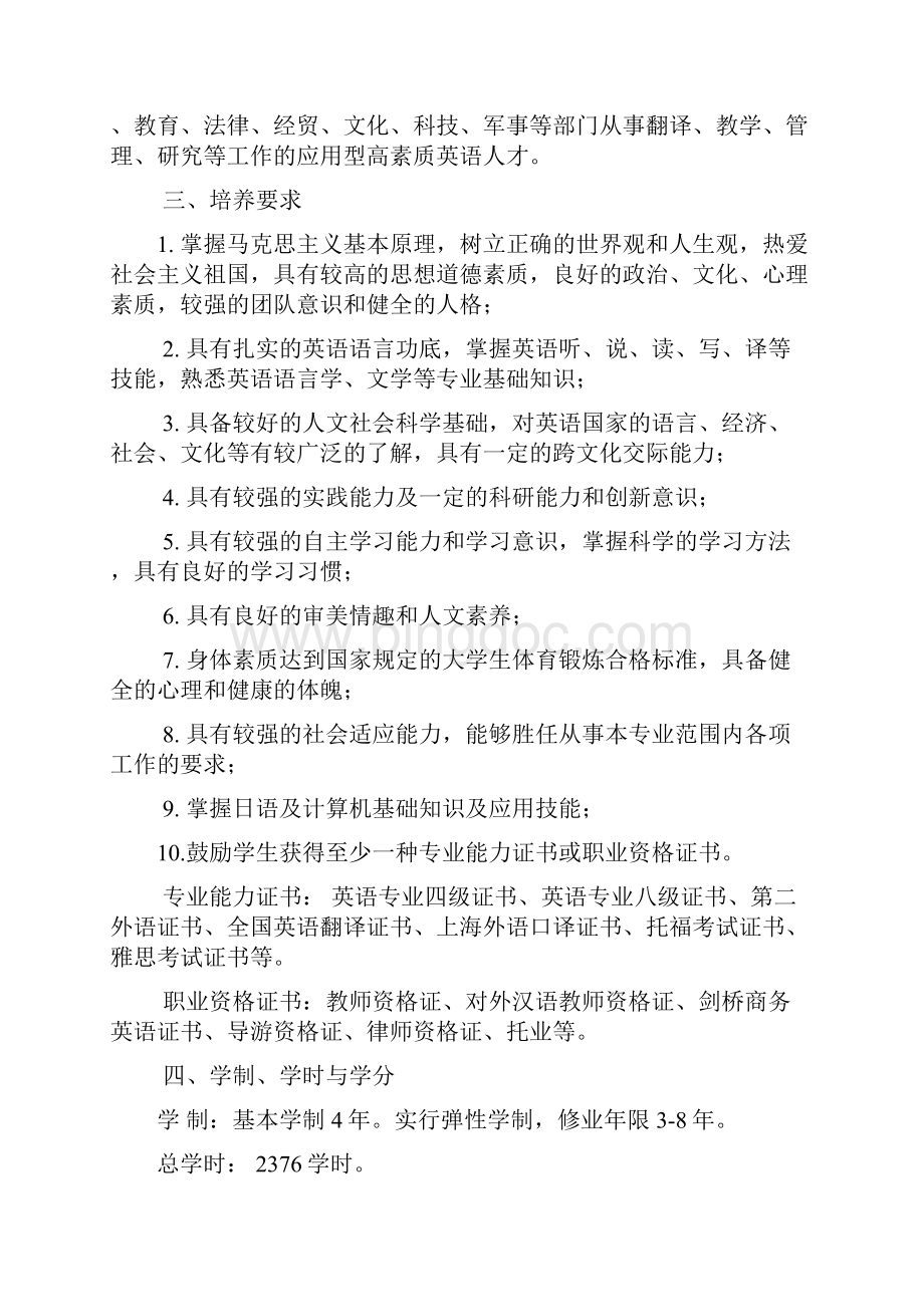 英语专业本科人才培养方案.docx_第2页