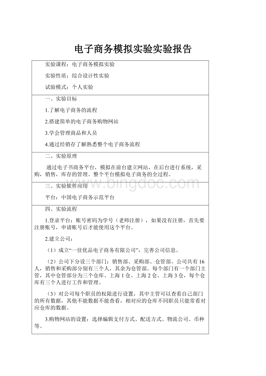 电子商务模拟实验实验报告.docx_第1页