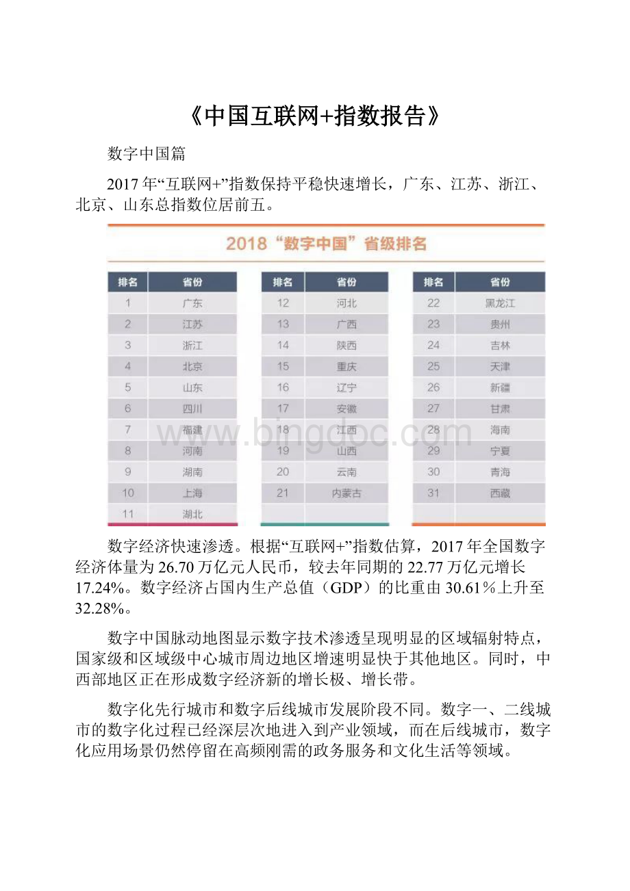 《中国互联网+指数报告》.docx_第1页