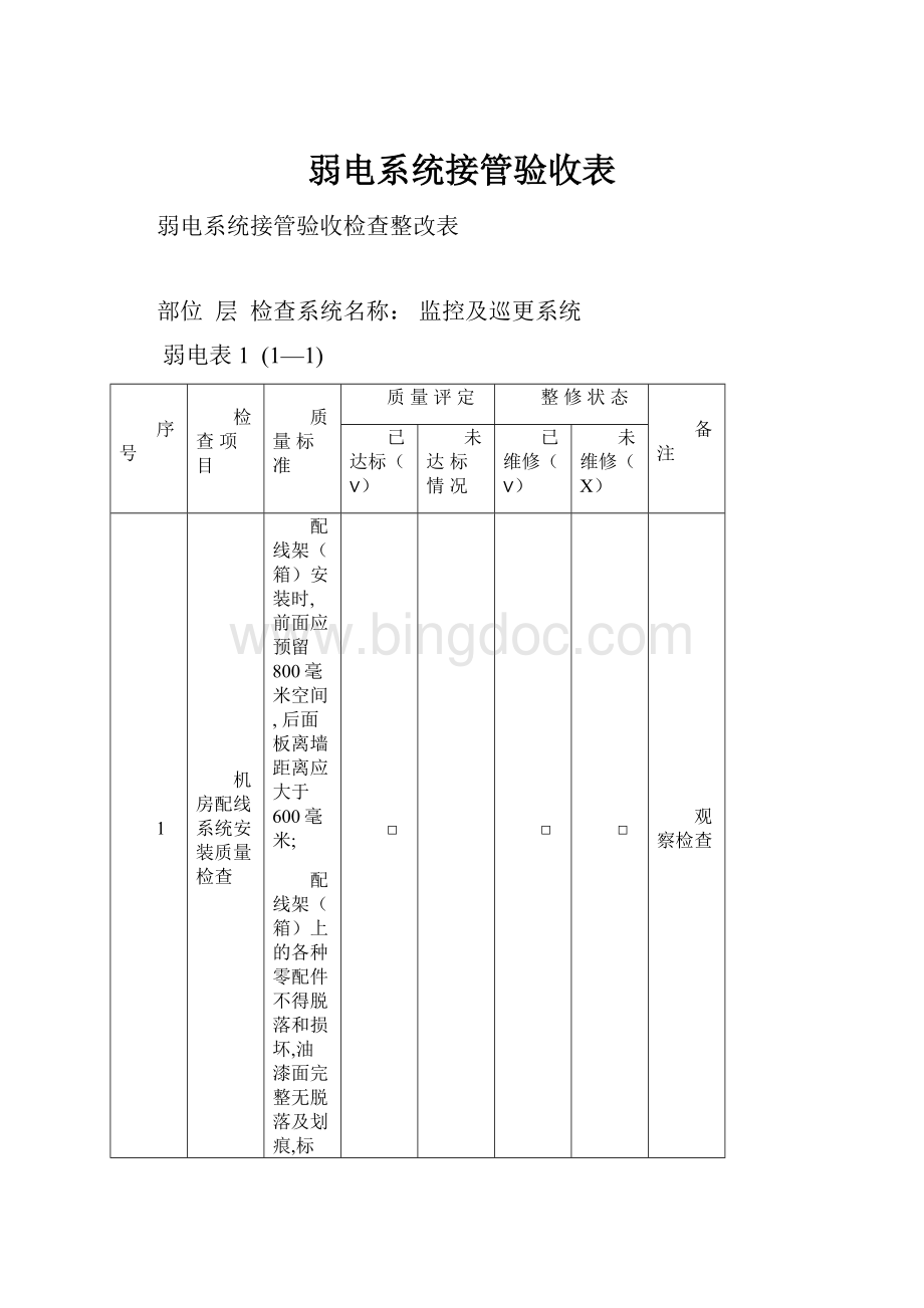 弱电系统接管验收表.docx_第1页