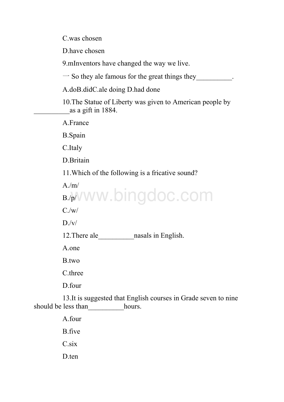 中学英语教师招聘考试试题与答案真题.docx_第3页