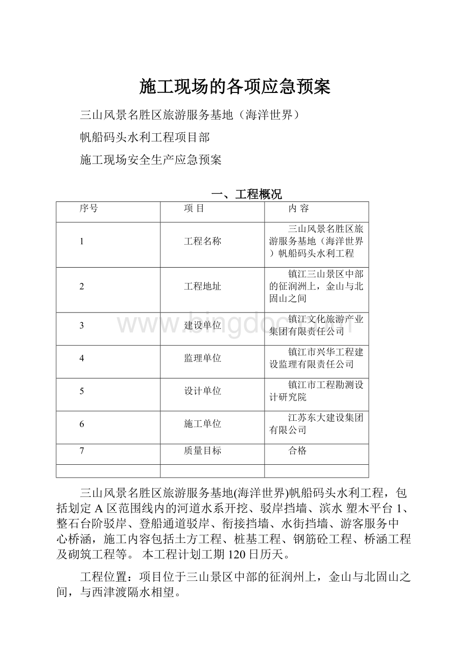 施工现场的各项应急预案.docx_第1页