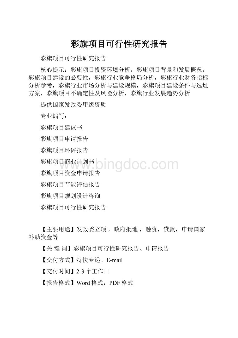 彩旗项目可行性研究报告.docx_第1页