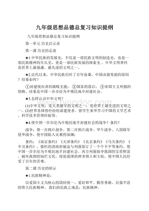 九年级思想品德总复习知识提纲.docx