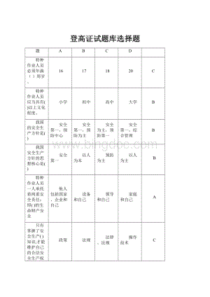 登高证试题库选择题.docx