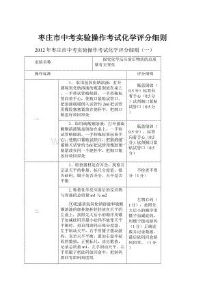 枣庄市中考实验操作考试化学评分细则.docx