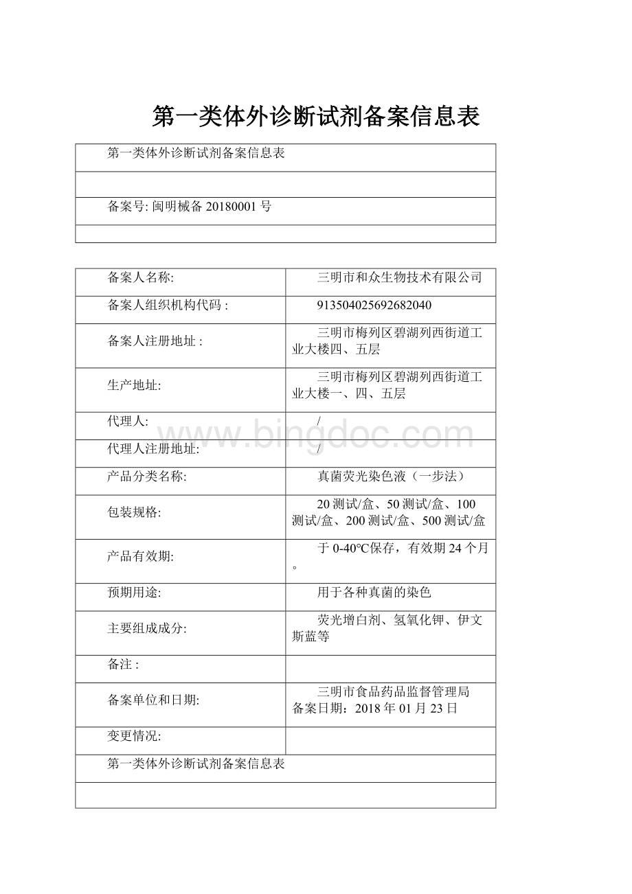 第一类体外诊断试剂备案信息表.docx