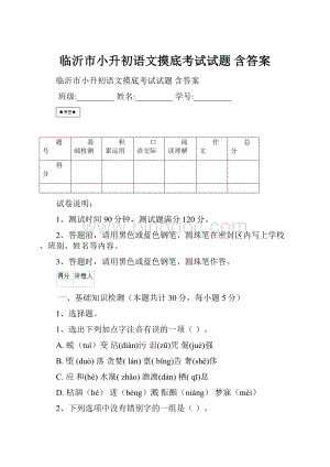 临沂市小升初语文摸底考试试题 含答案.docx