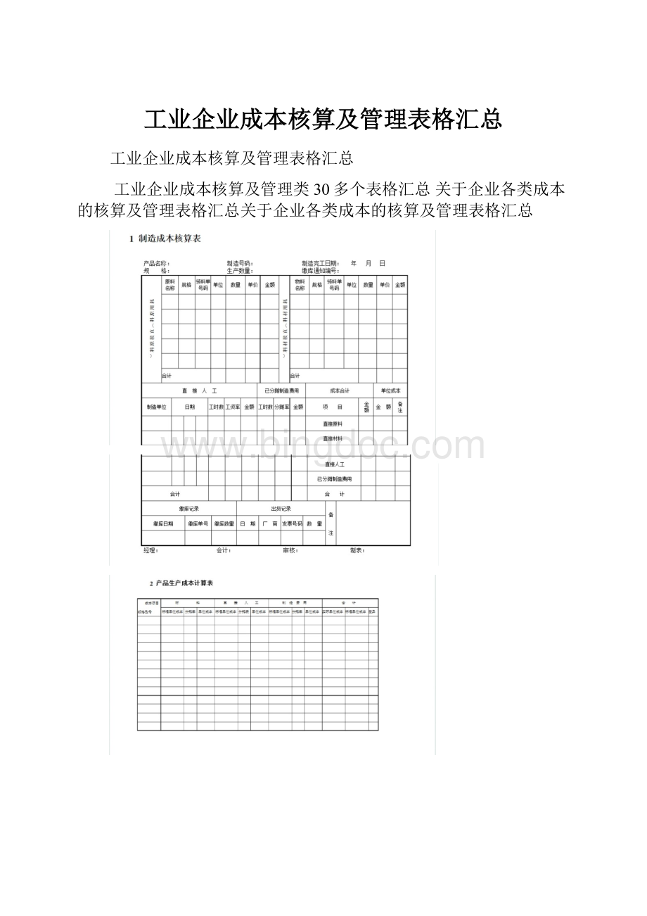 工业企业成本核算及管理表格汇总.docx_第1页