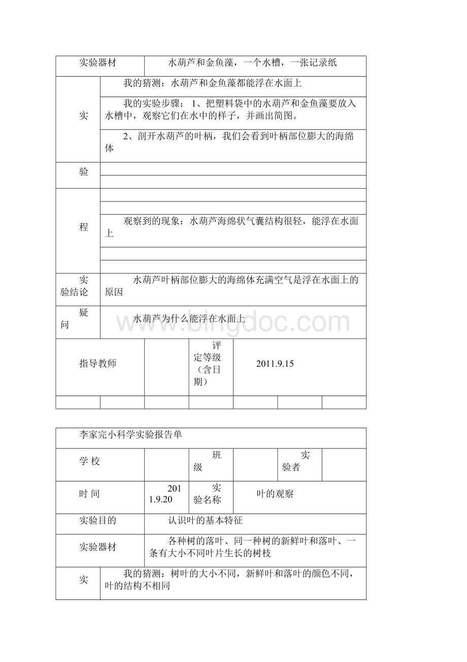 教科新版三年级上册科学实验报告单11.docx_第3页