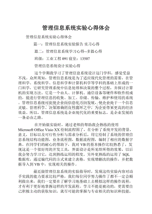 管理信息系统实验心得体会.docx