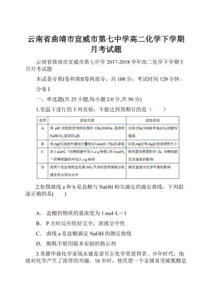 云南省曲靖市宣威市第七中学高二化学下学期月考试题.docx