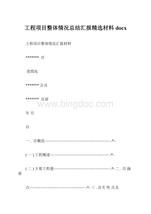 工程项目整体情况总结汇报精选材料docx.docx