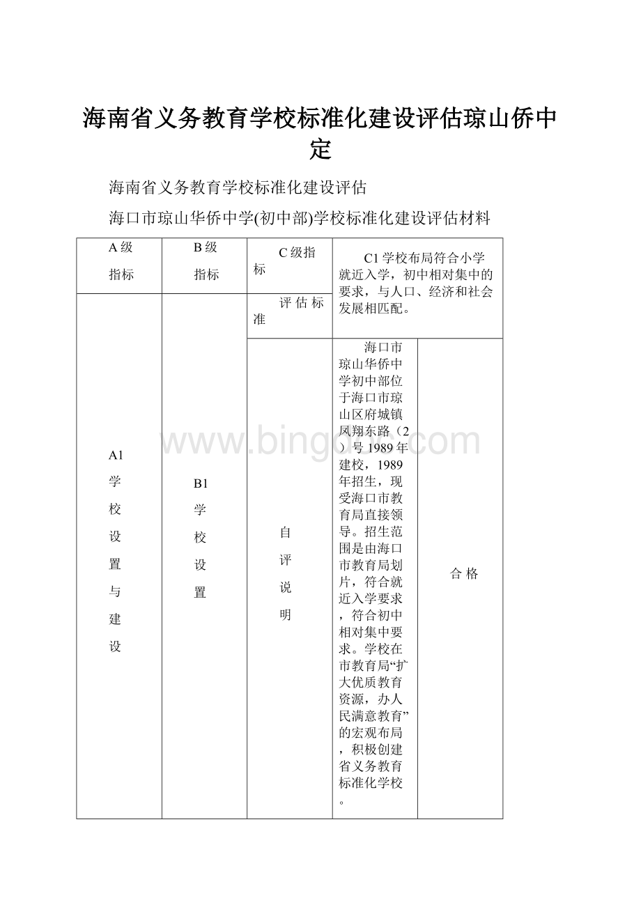 海南省义务教育学校标准化建设评估琼山侨中定.docx_第1页