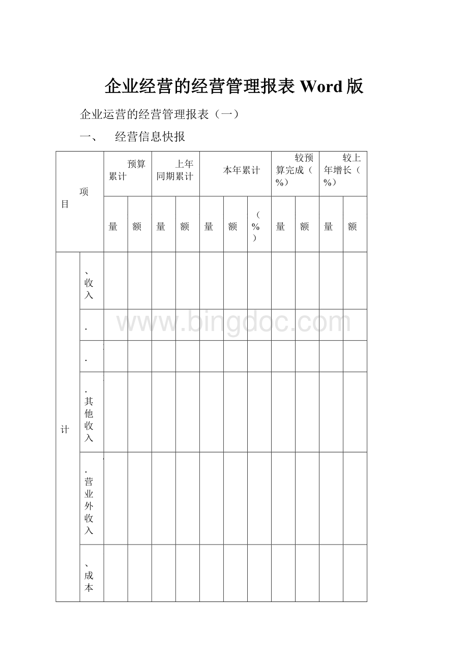 企业经营的经营管理报表Word版.docx