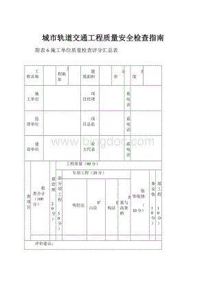 城市轨道交通工程质量安全检查指南.docx