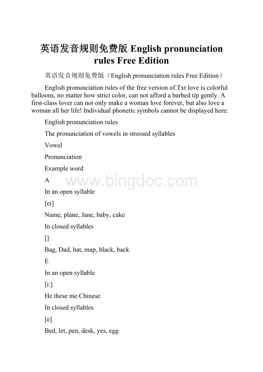 英语发音规则免费版English pronunciation rules Free Edition.docx_第1页