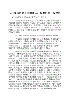 WTO与贸易有关的知识产权保护的一般规则.docx